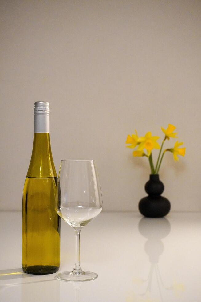 a bottle of white wine and a glass photo