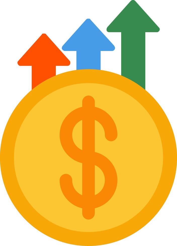 Earning Growth Flat Icon vector