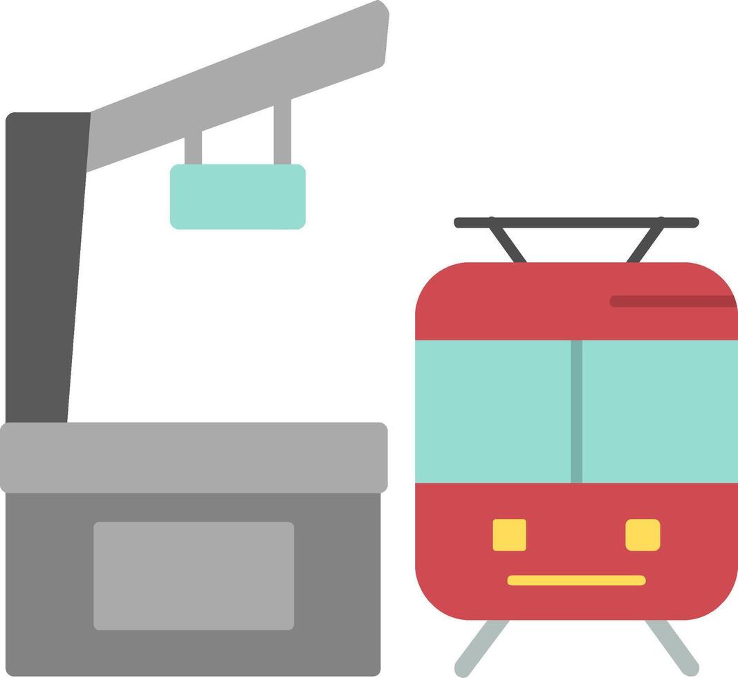 Railroad Station Flat Icon vector