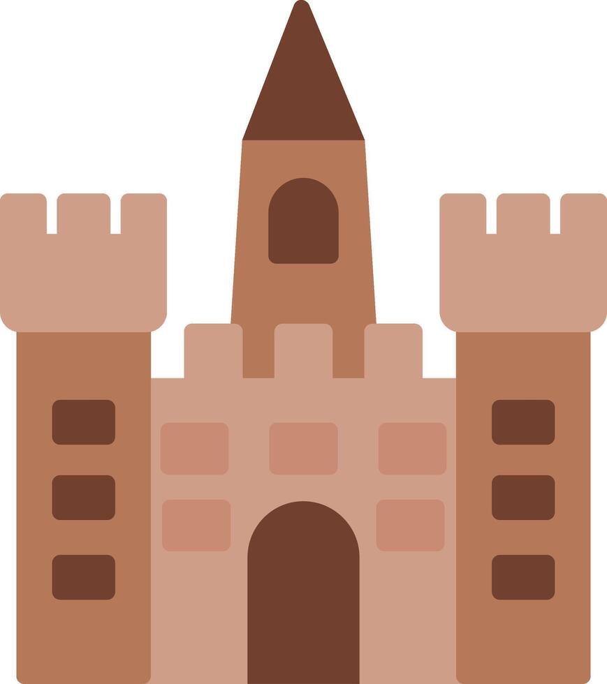 icono plano del castillo de arena vector