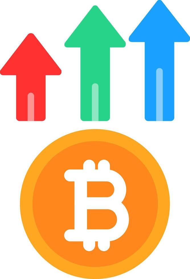 Bitcoin Up Flat Icon vector