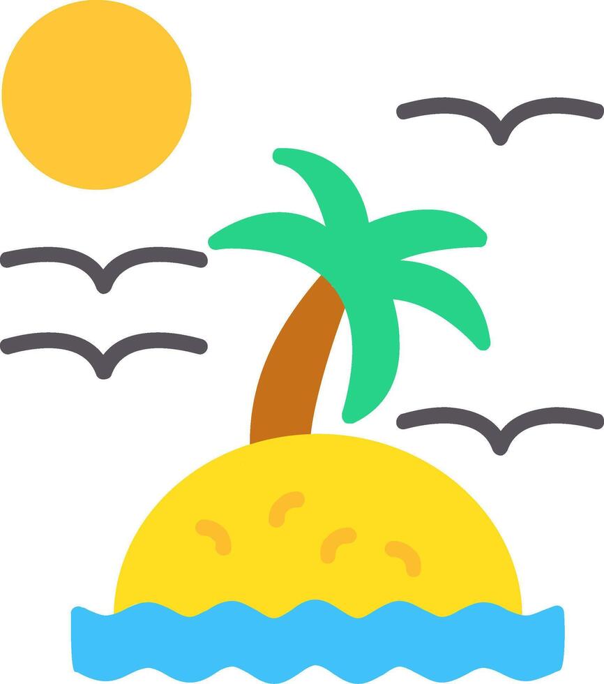 isla, plano, icono vector