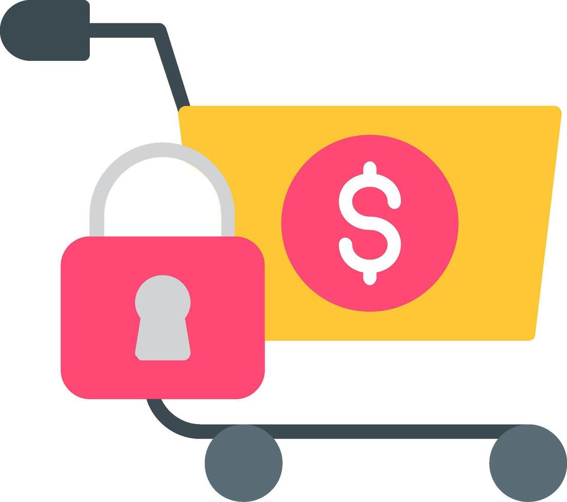 Secure Online Shopping Flat Icon vector