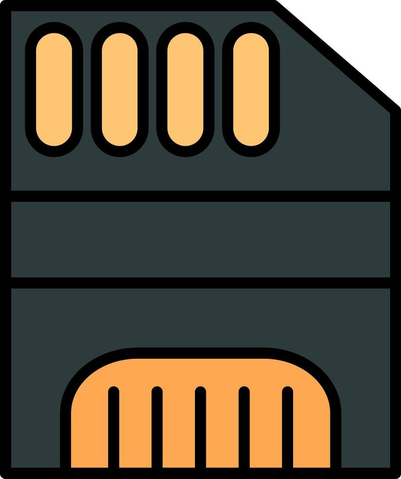 Memory Card Line Filled Icon vector