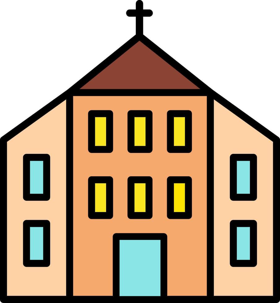 Church Line Filled Icon vector