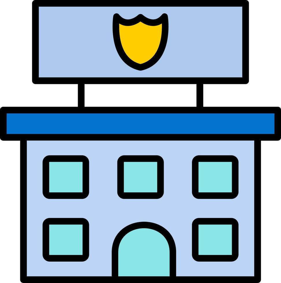 Police Station Line Filled Icon vector