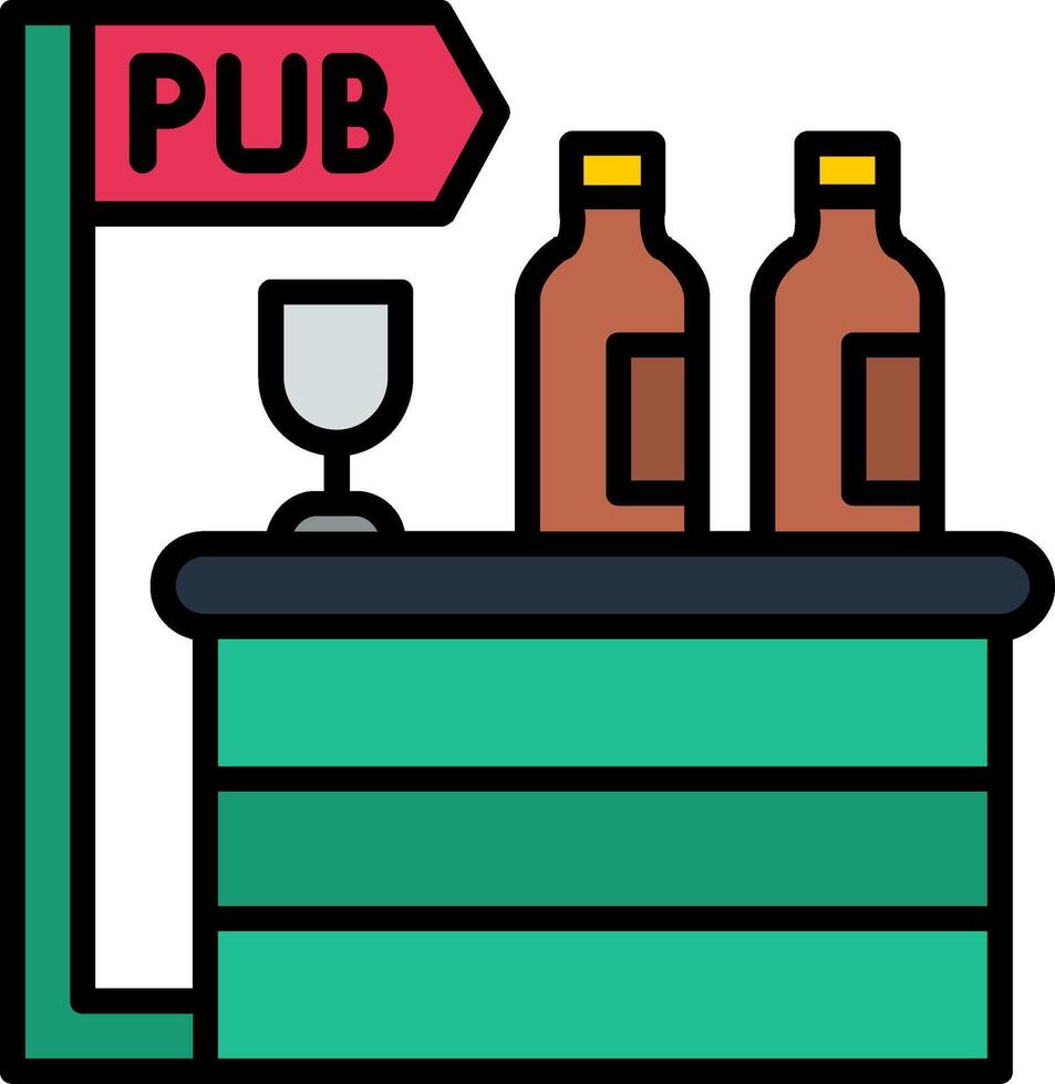 pub línea lleno icono vector