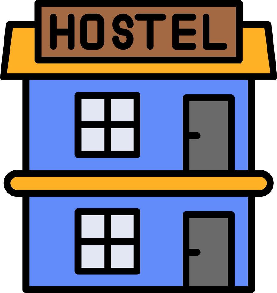 Hostal línea lleno icono vector