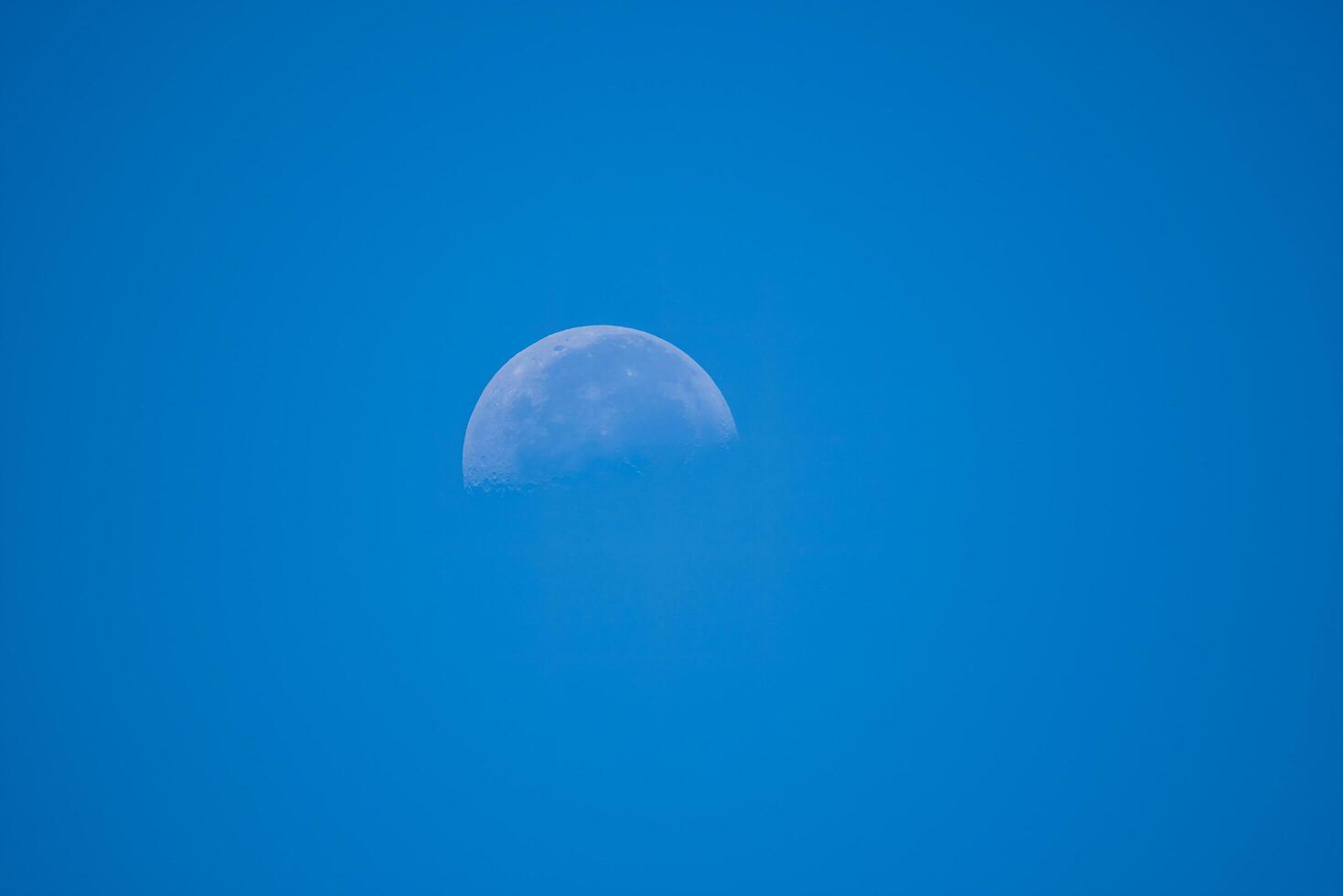 Half moon in the day sky closeup photo