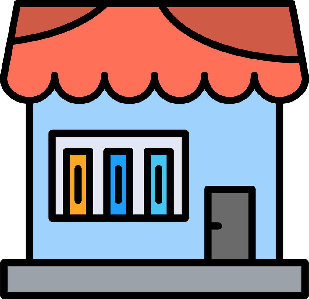 Book Shop Line Filled Icon vector