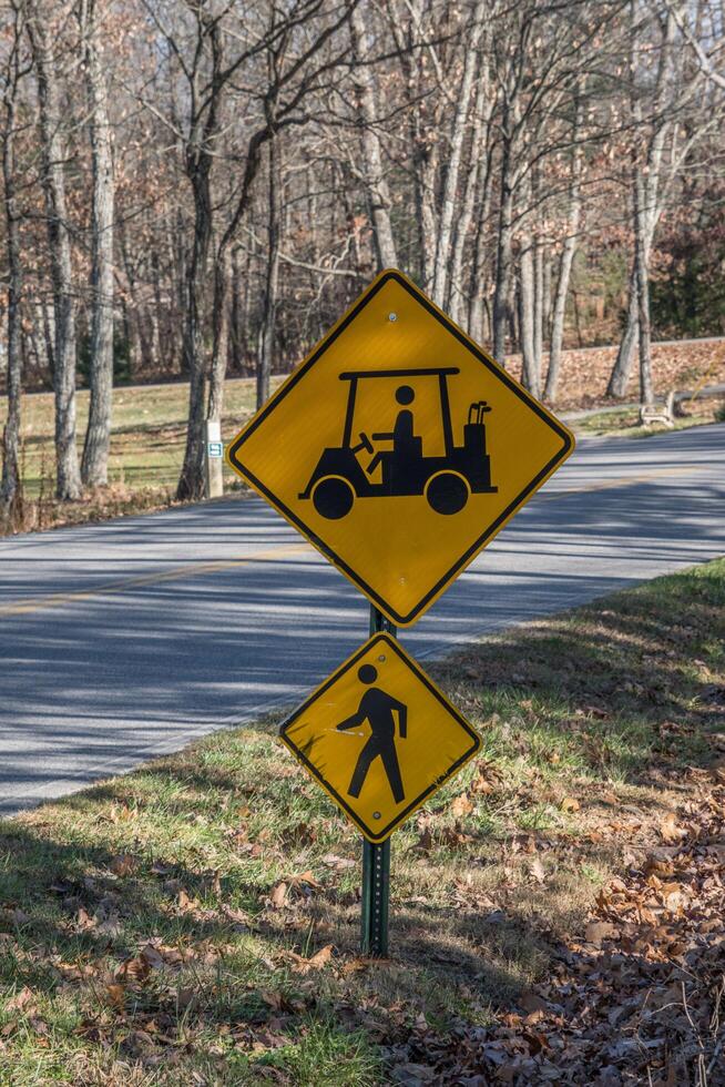 Street signage for crossing ahead photo