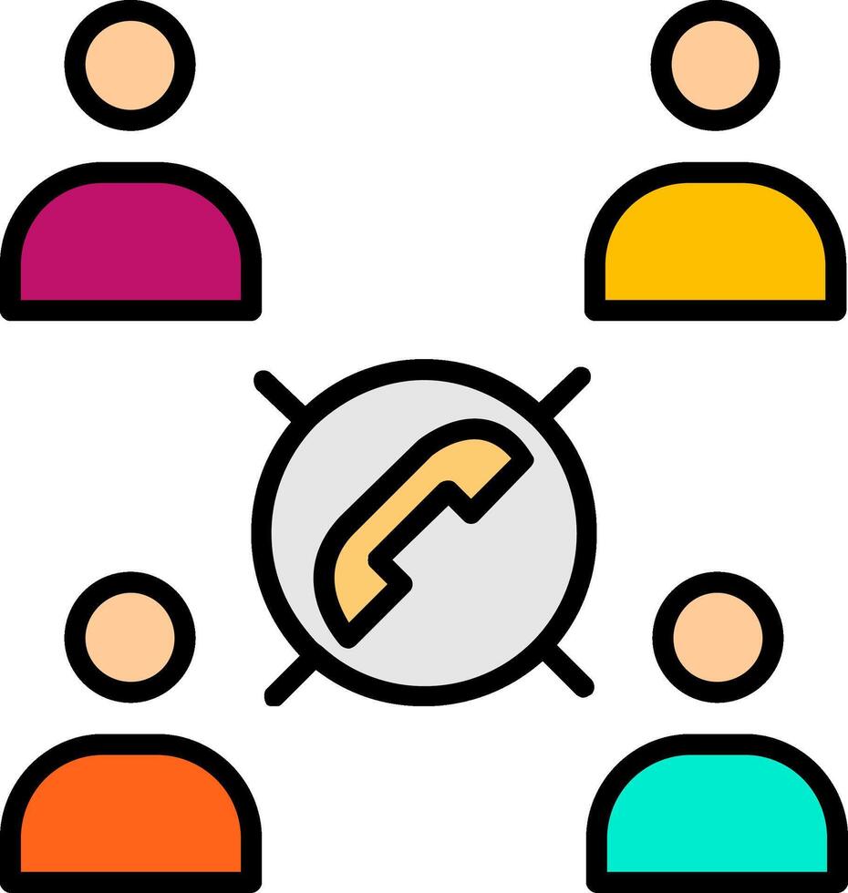 Conference Call Line Filled Icon vector