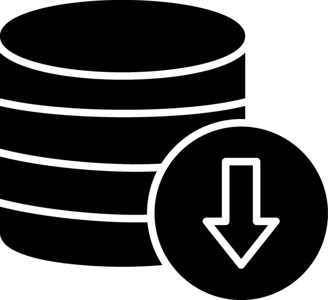 icono de glifo de descarga de base de datos vector