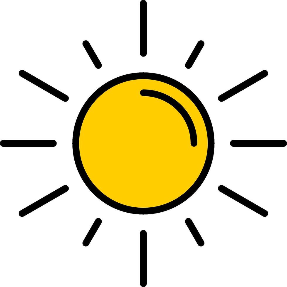 icono lleno de línea de sol vector