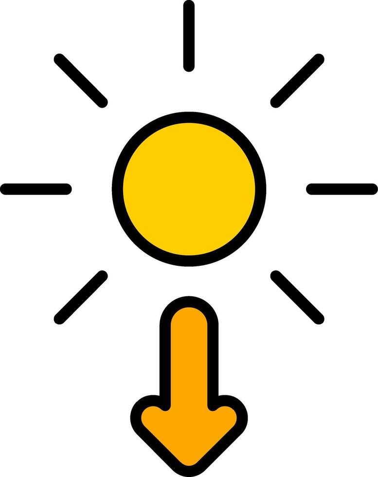 icono lleno de línea de sol vector