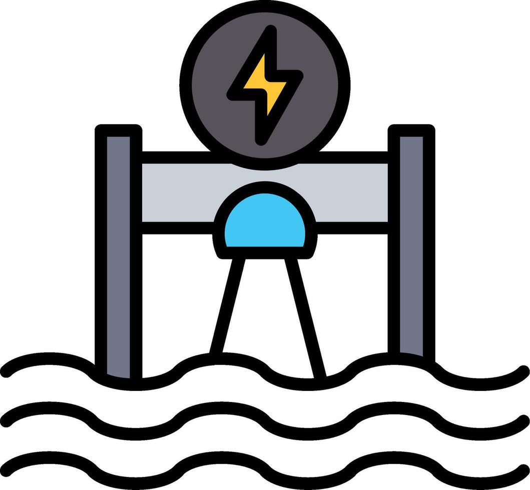 Hydroelectricity Line Filled Icon vector