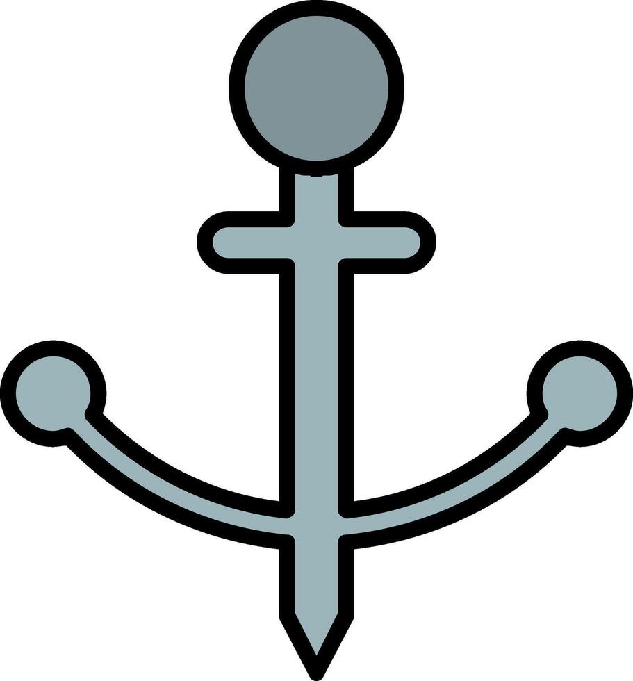 Anchor Line Filled Icon vector