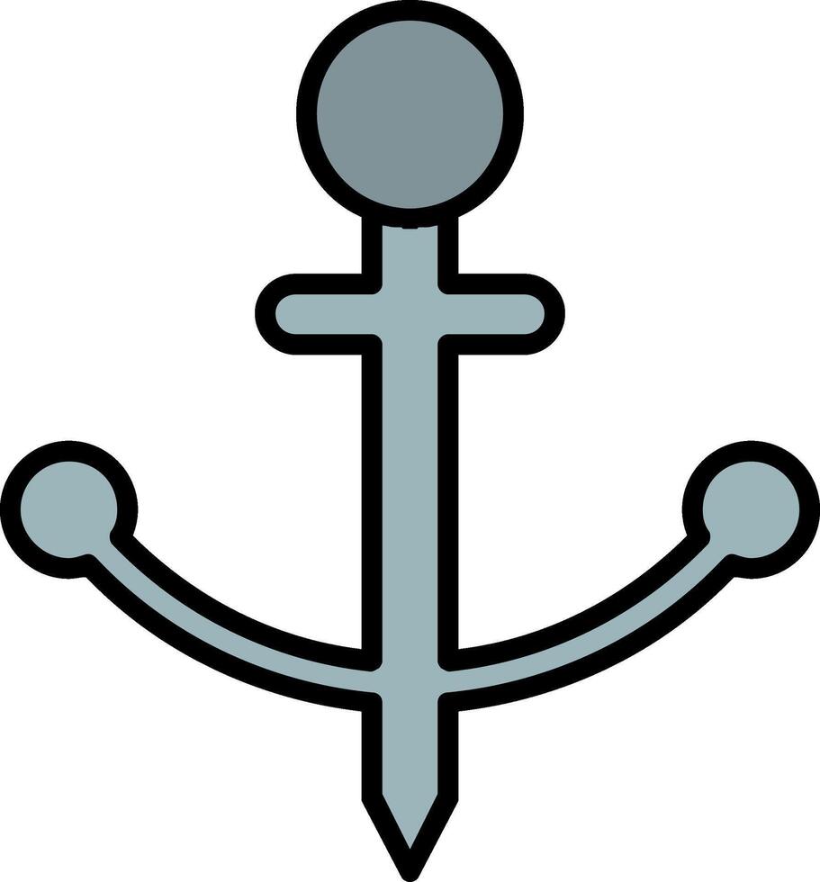 Anchor Line Filled Icon vector