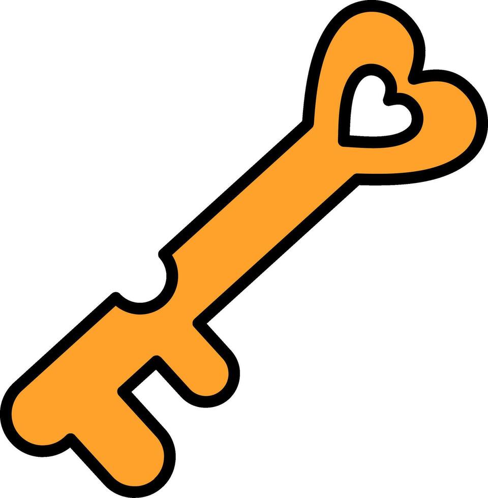 Love Key Line Filled Icon vector