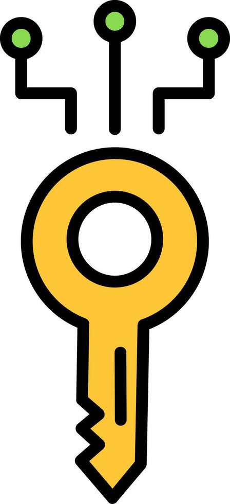 Digital Key Line Filled Icon vector