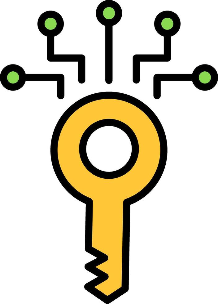 Digital Key Line Filled Icon vector