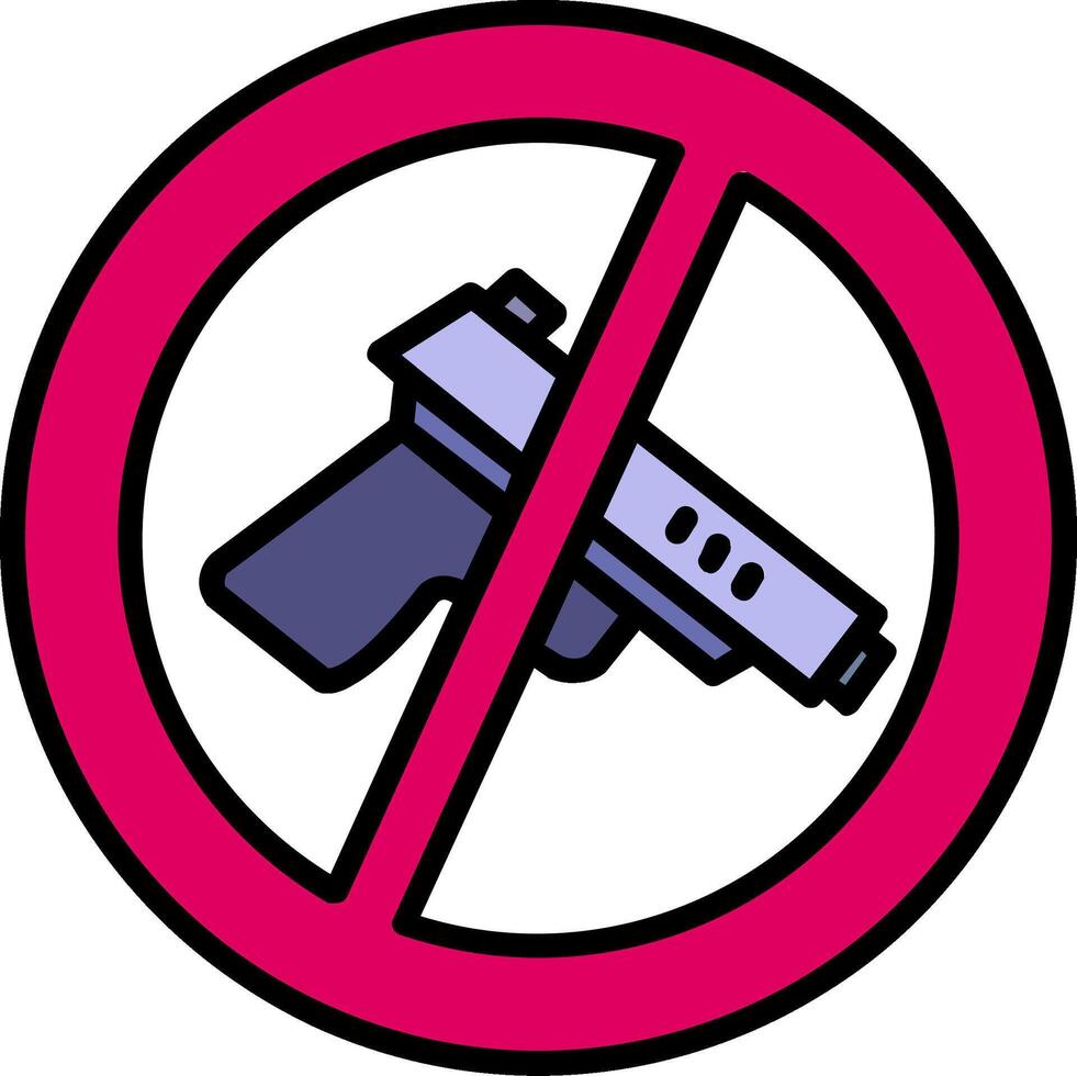 No Gun Line Filled Icon vector