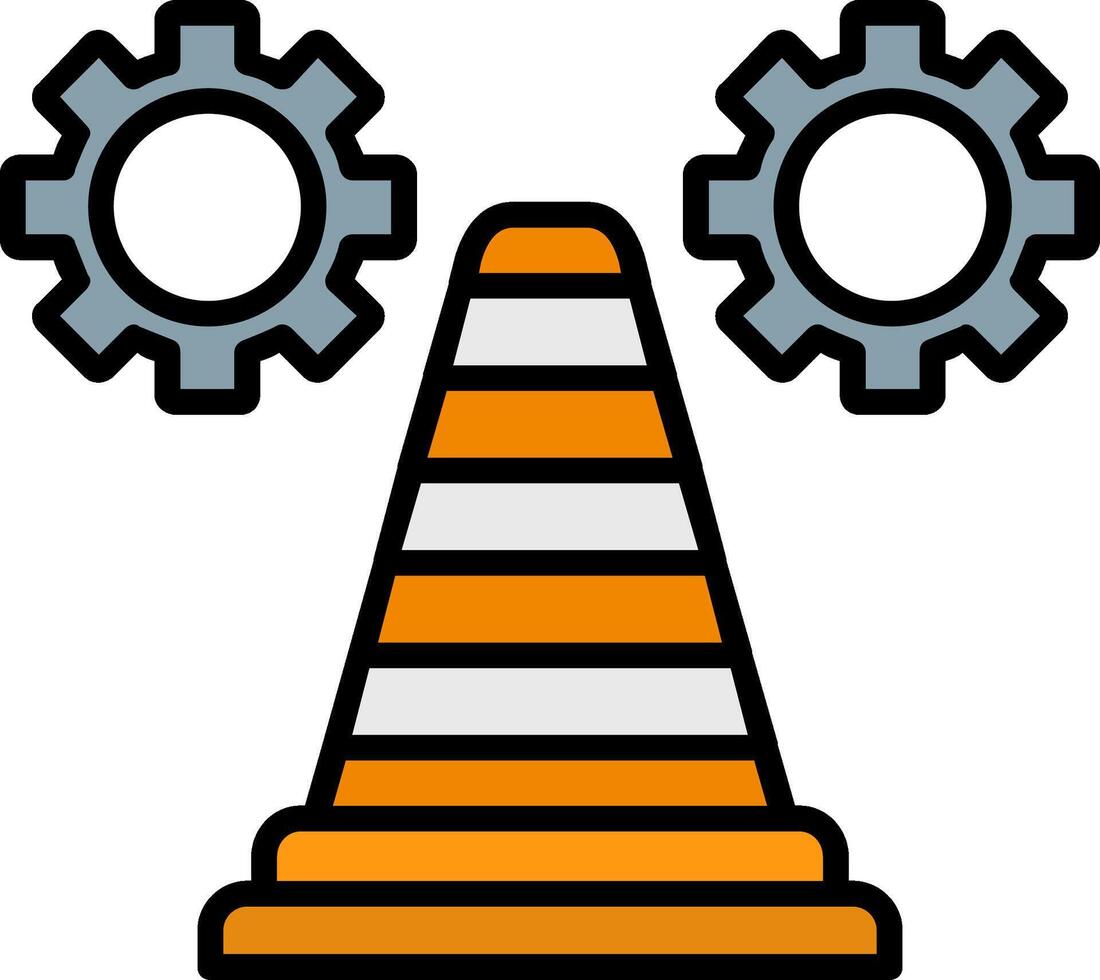 Traffic Cone Line Filled Icon vector