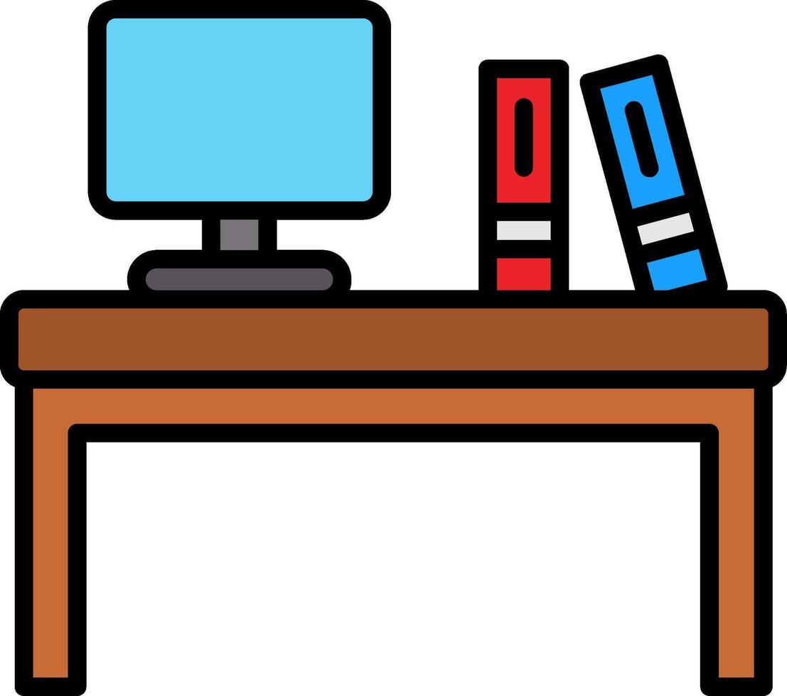 Desk Line Filled Icon vector