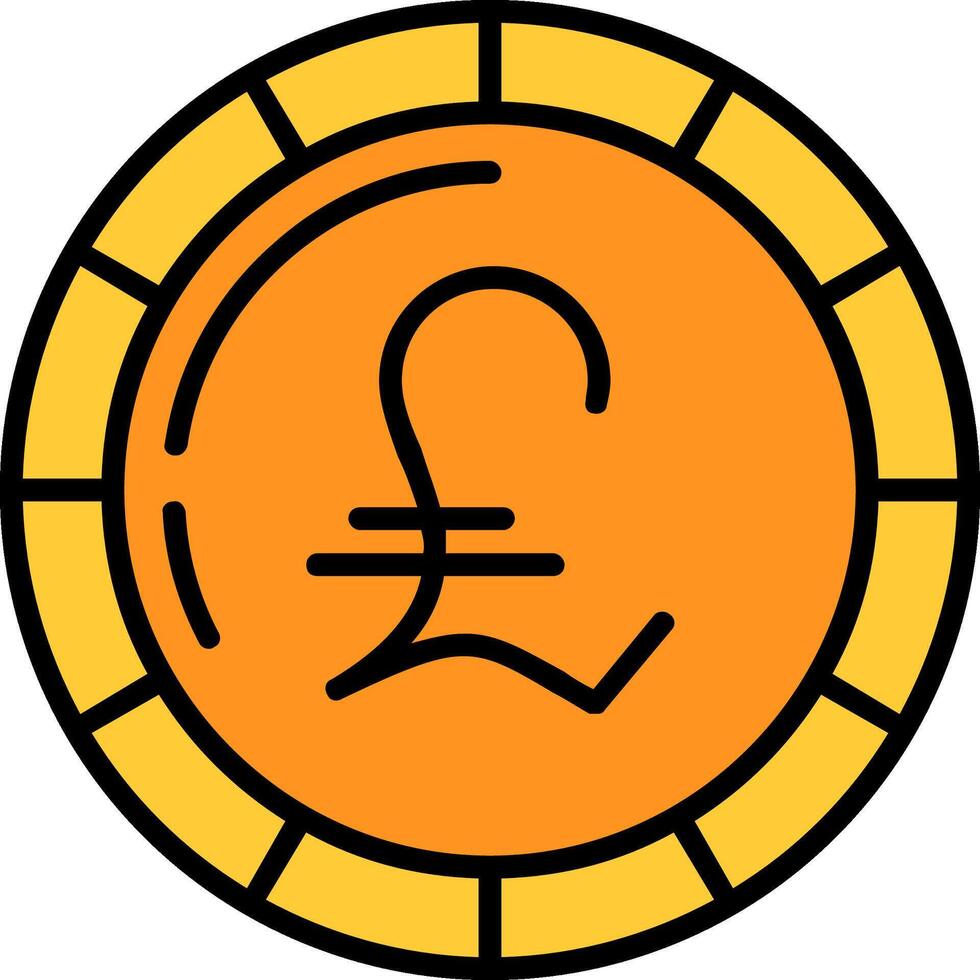 Pound Coin Line Filled Icon vector