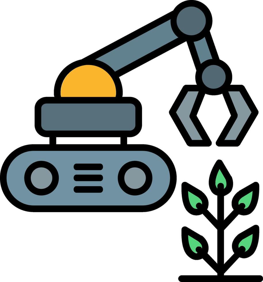 agrícola robot línea lleno icono vector