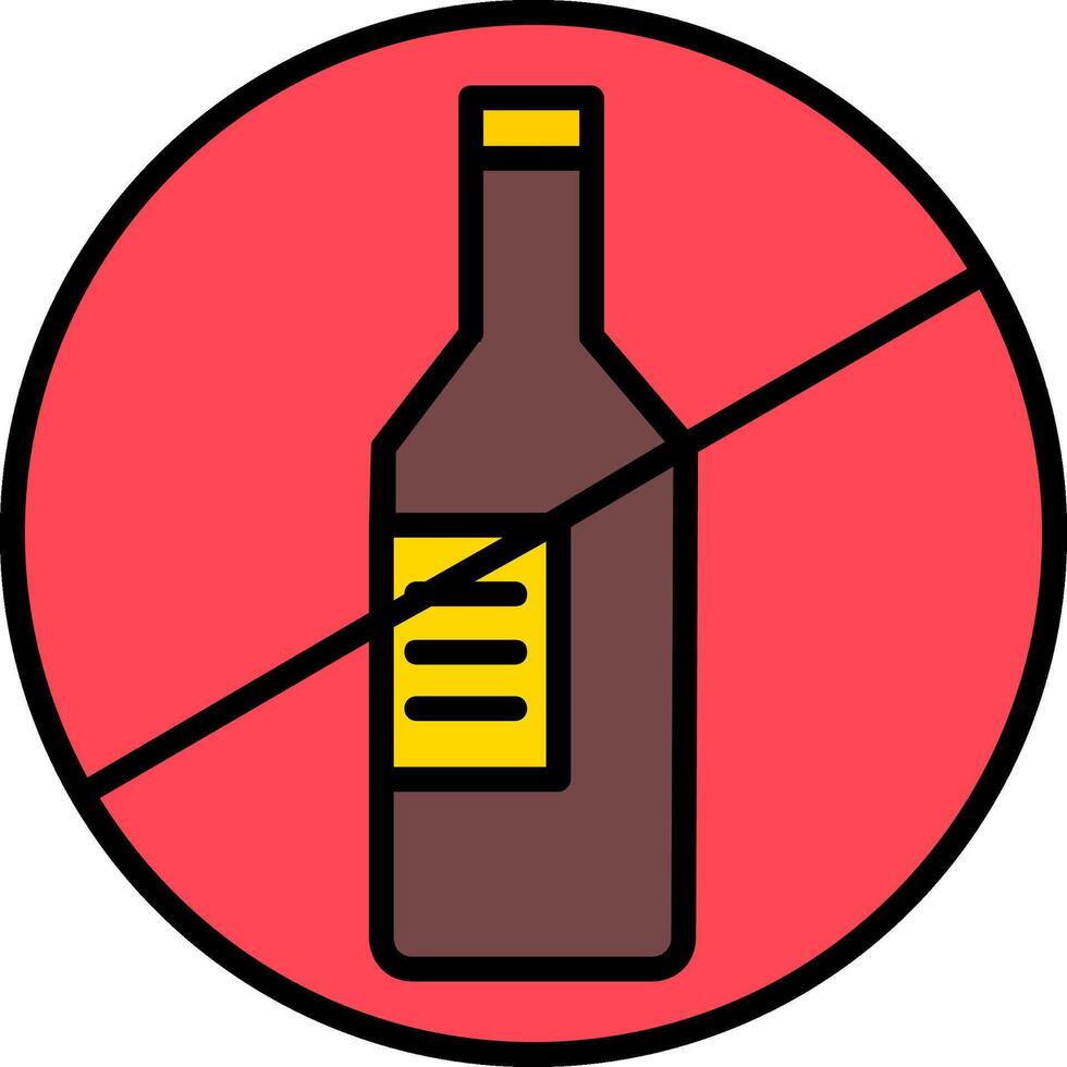 No Alcohol Line Filled Icon vector