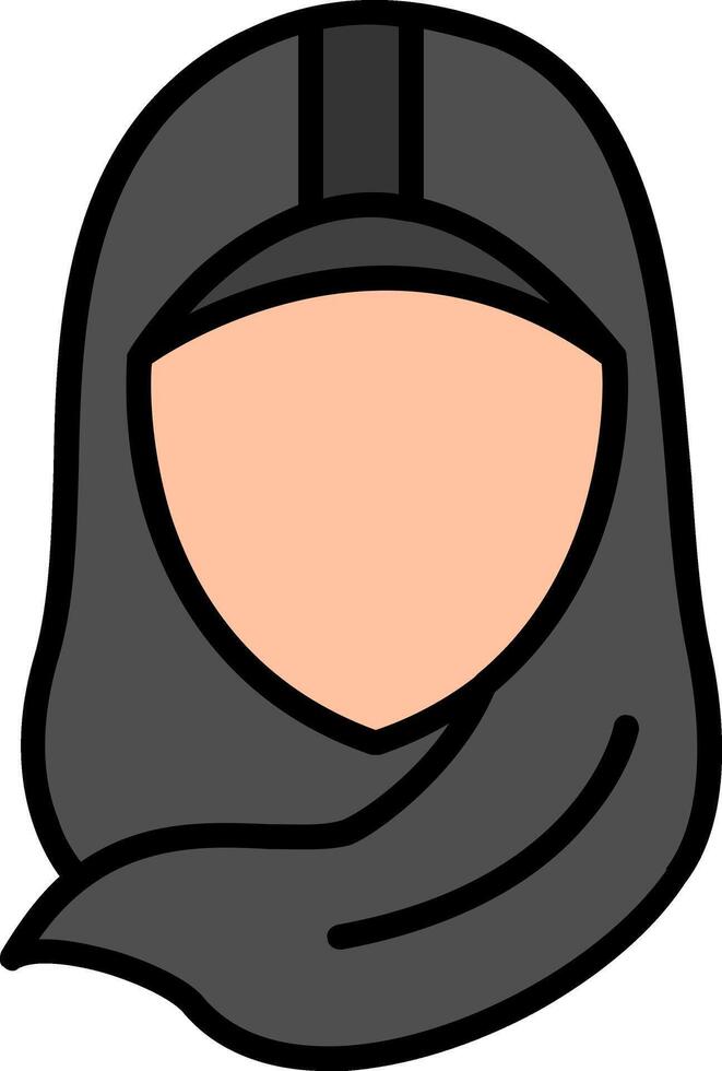 hijab línea lleno icono vector