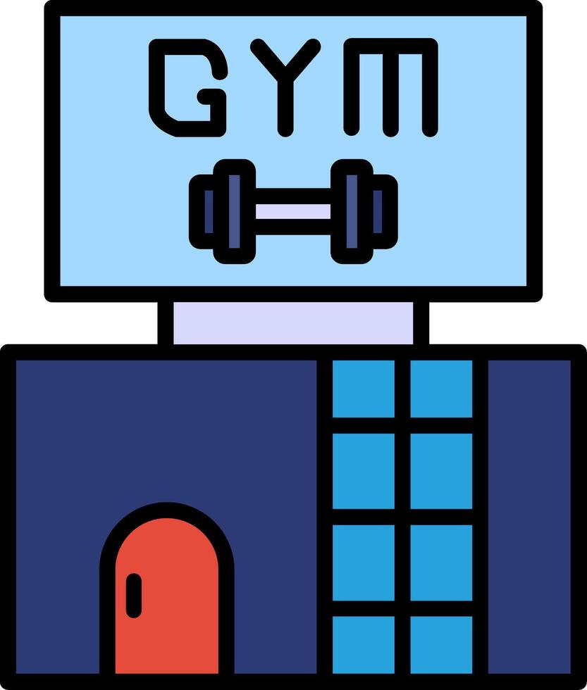 icono lleno de línea de gimnasio vector