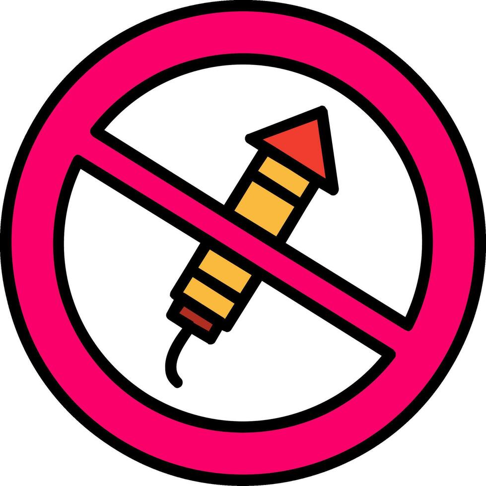 No Firework Line Filled Icon vector