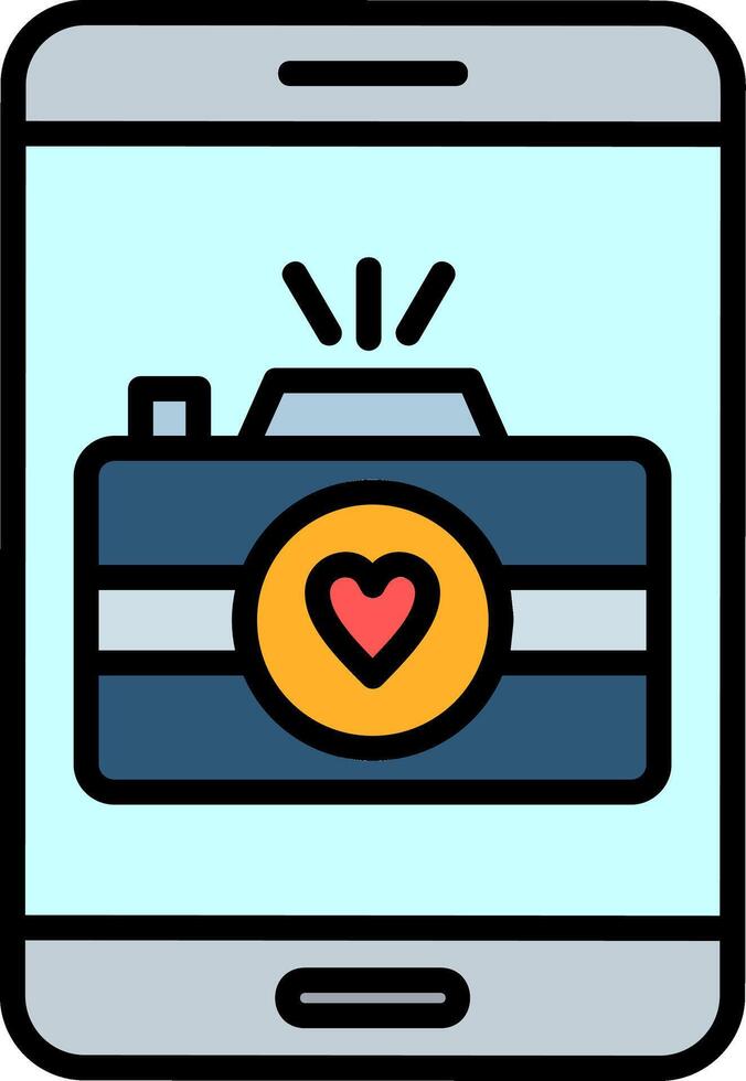 Wedding Photos Line Filled Icon vector