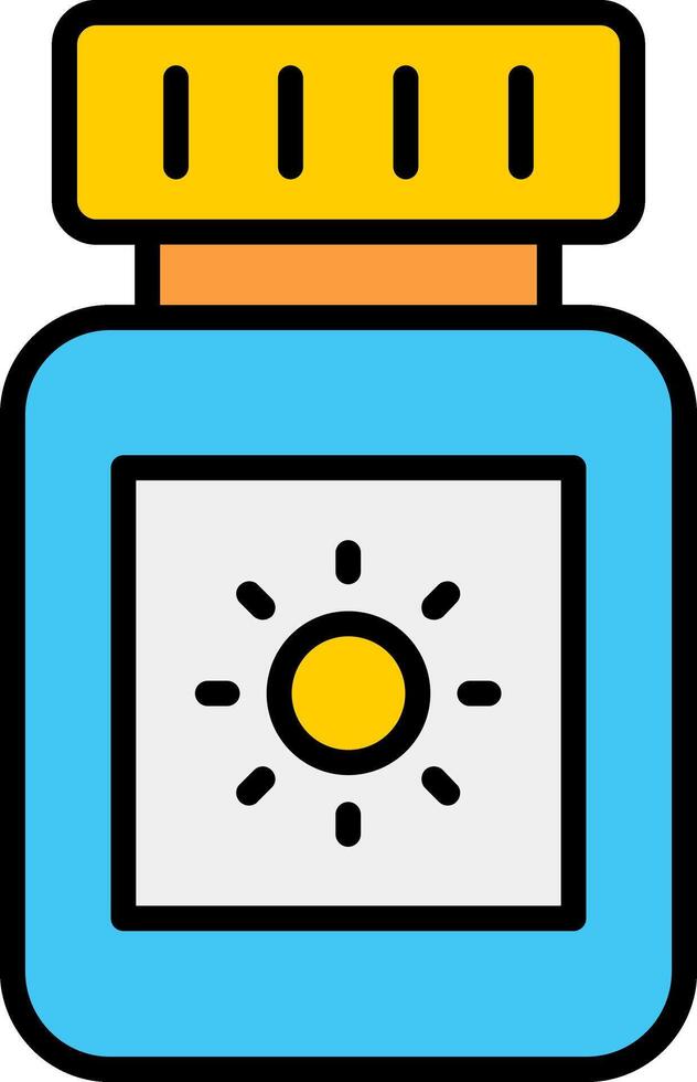 Sun Block Line Filled Icon vector