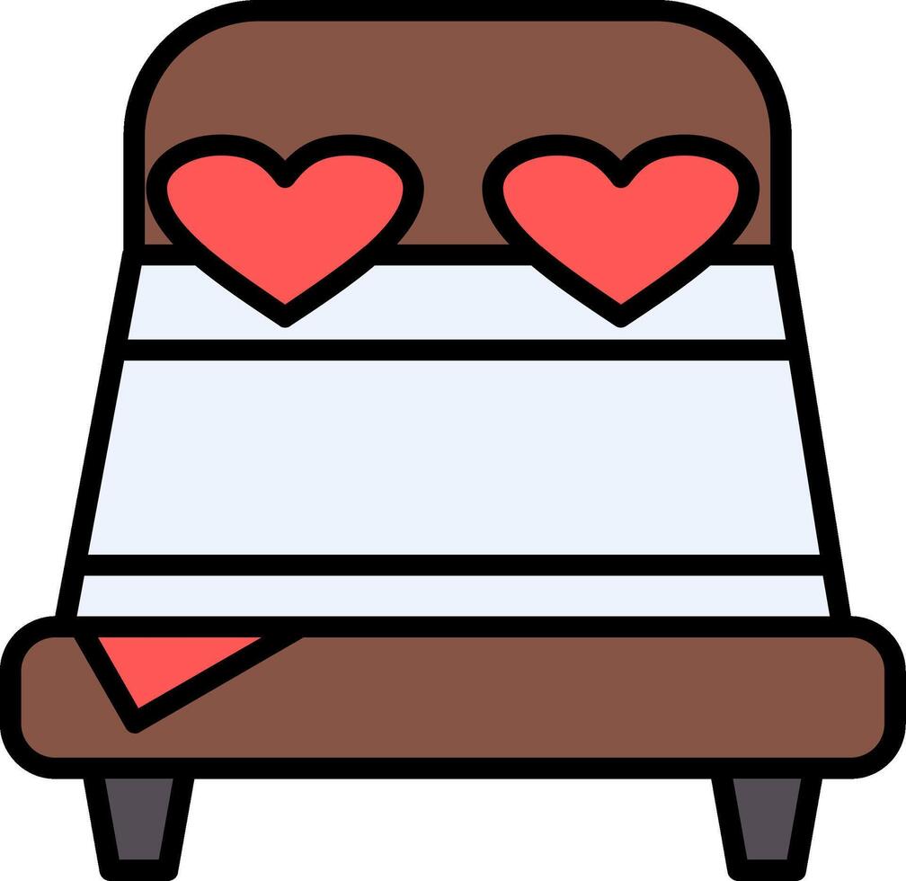 Double Bed Line Filled Icon vector