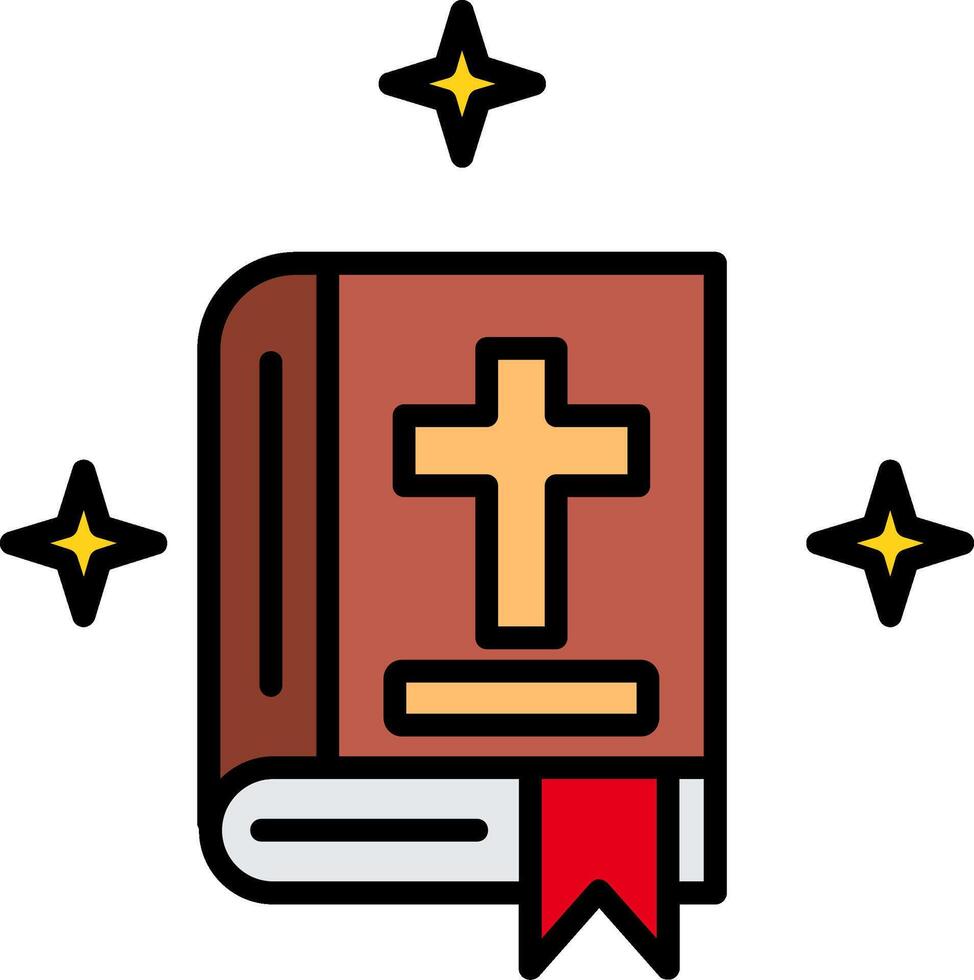 Biblia línea lleno icono vector