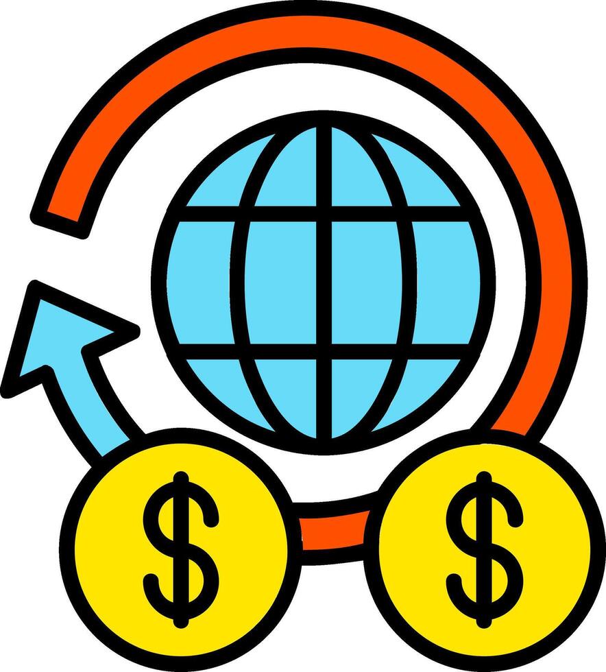 Global Finance Line Filled Icon vector