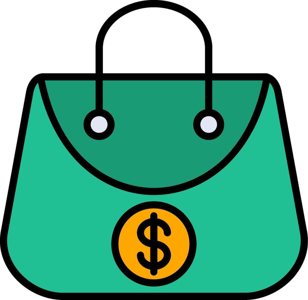 Shopping Bag Line Filled Icon vector