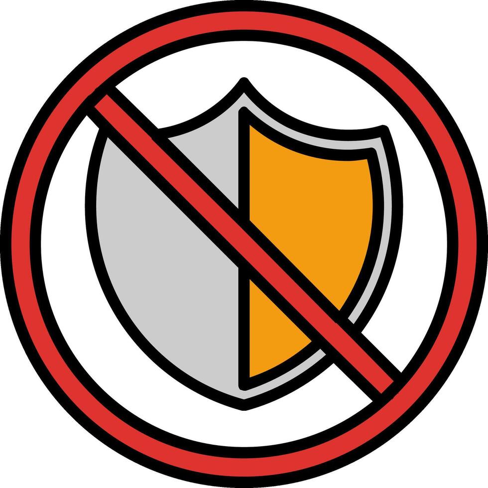 No Security Line Filled Icon vector