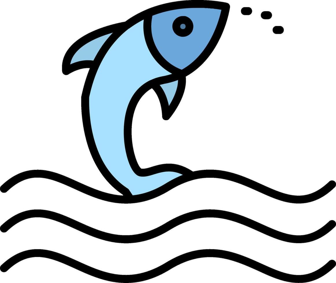 Fish Line Filled Icon vector