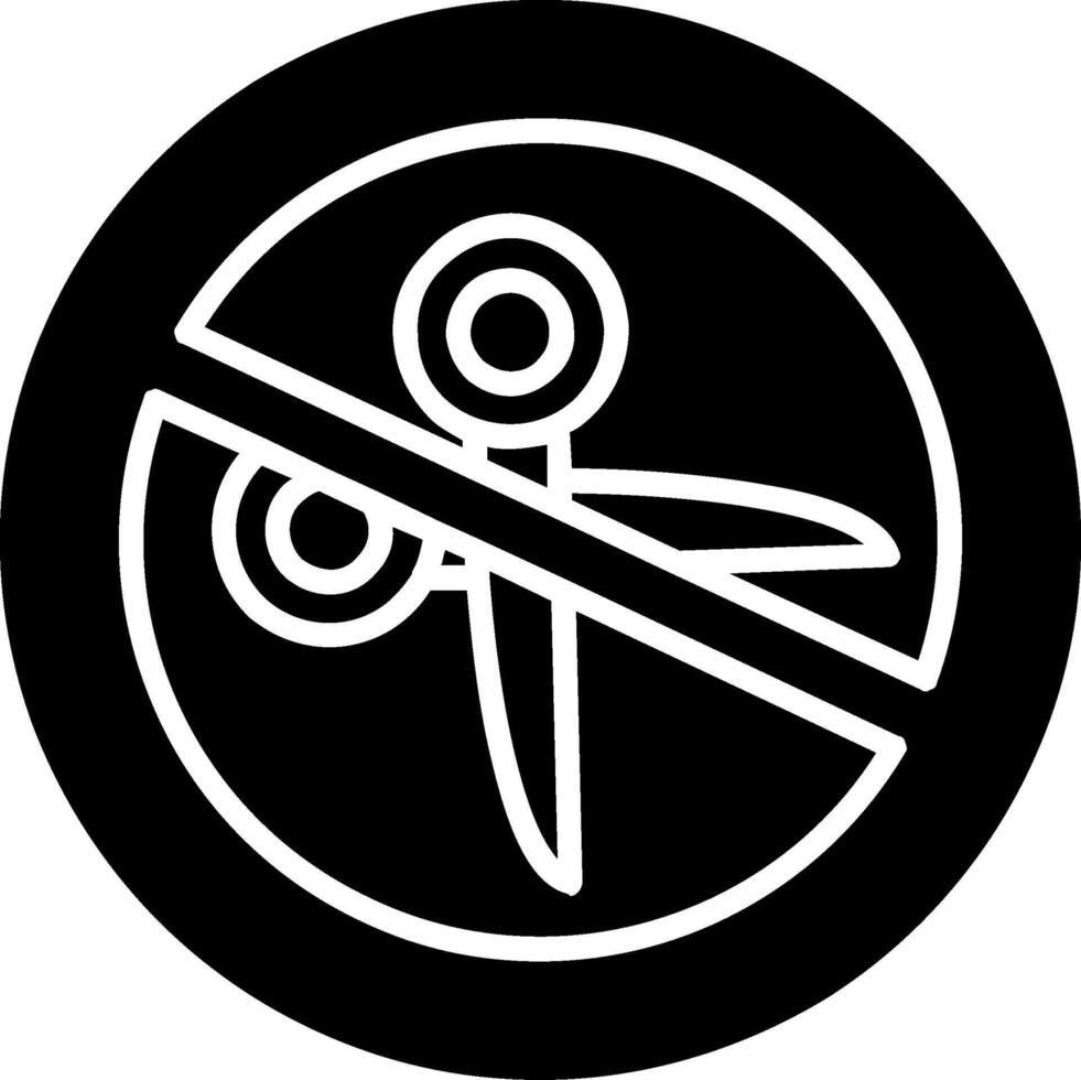 No Scissors Glyph Icon vector