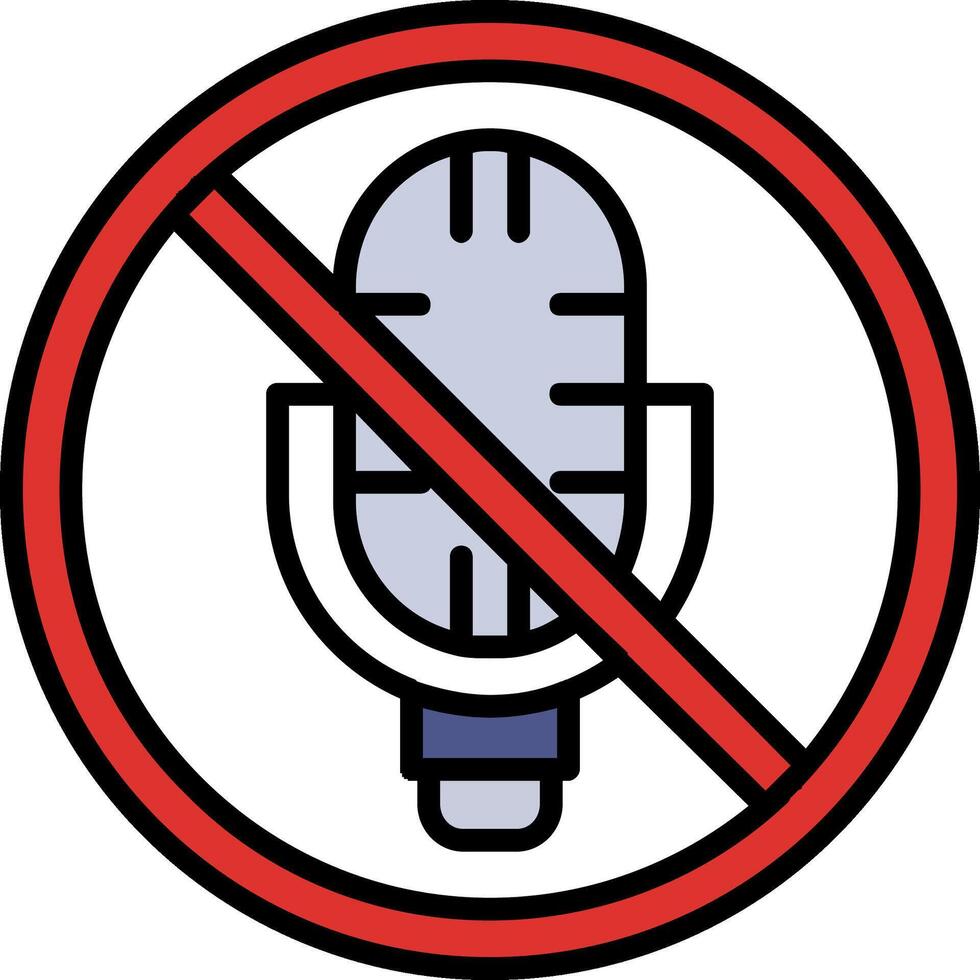 No Microphone Line Filled Icon vector