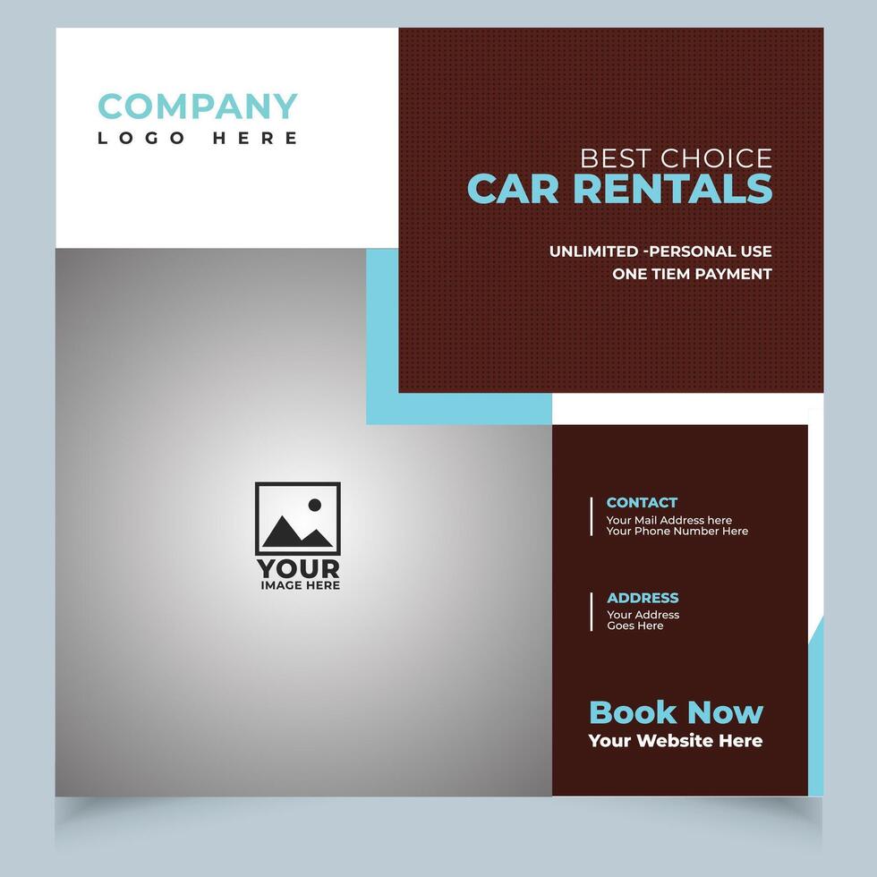 Set of Social media post template design for car rental or auto services. Modern promotional banner with place for the photo. Usable for social media, banner, and website. vector