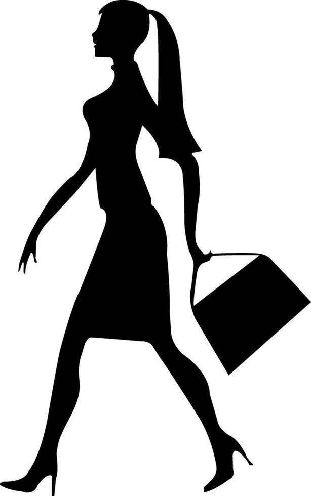 shopping girl silhouette illustration vector