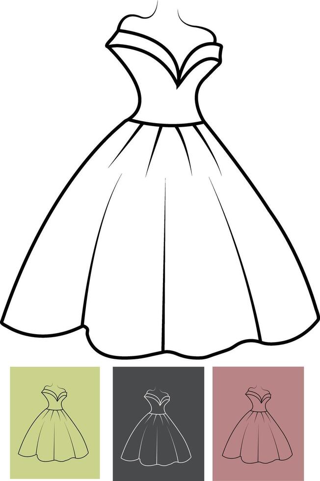 female luxury dress art, icons, and graphics design 01 vector