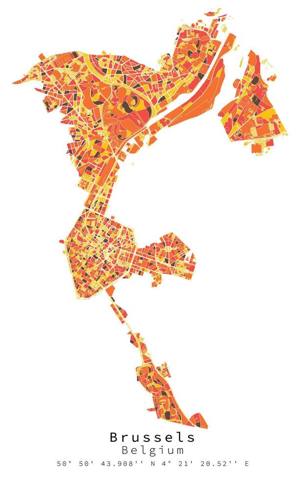 Brussels ,Belgium,Urban detail Streets Roads color Map , element template image vector
