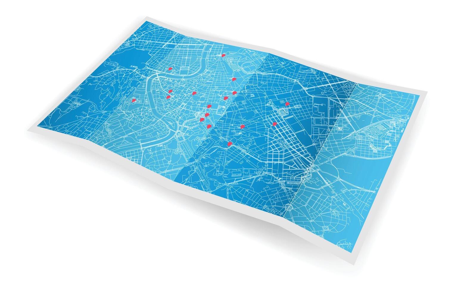 Folded location map with marker. Roma City,Italy, map with pin pointer image vector