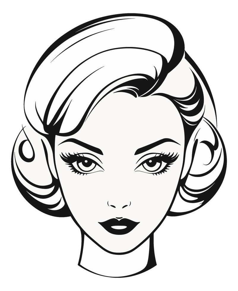 Soft bob with curls hairstyle 50s vector